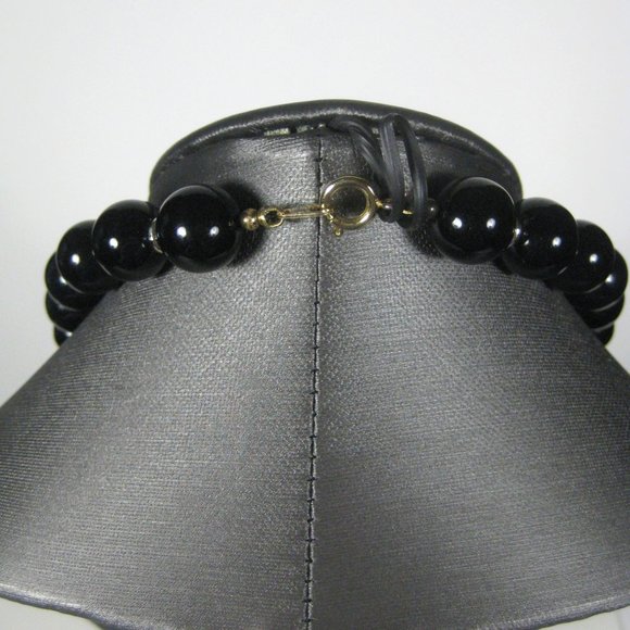 Necklace Black Plastic Beaded 31 inch Vintage Strand Imitation Pearl Jewelry - Picture 6 of 9
